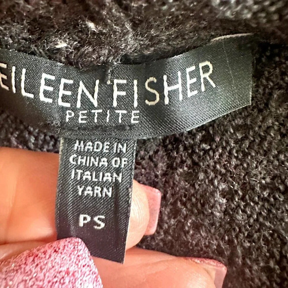 Eileen Fisher Merino Wool Open Cardigan Draped Grey Textured - Picture 6 of 16